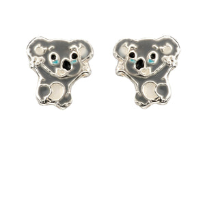  925 Sterling Silver Koala Bear Enamel Earrings FredBen Jewellery