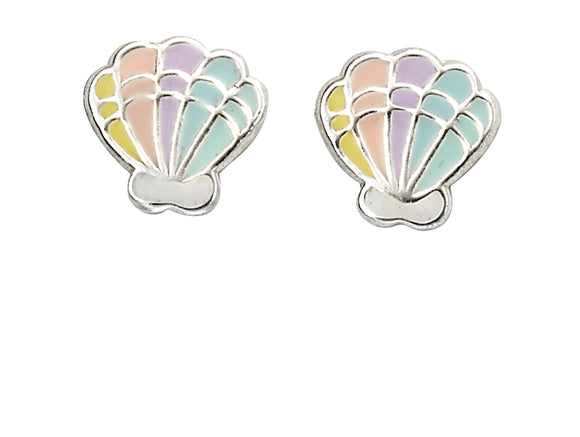 925 Sterling Silver Rainbow Shell Enamel Stud Earrings FredBen Jewellery