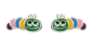 Sterling Silver 925 Caterpillars Enamel Stud Earrings FredBen Jewellery