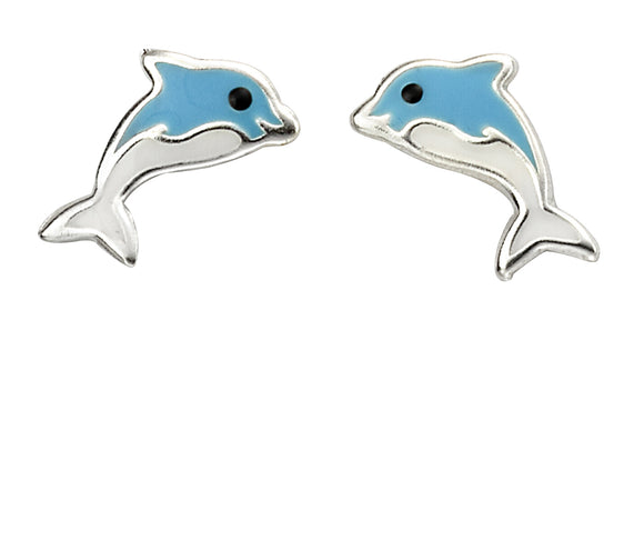  925 Sterling Silver Dolphin Enamel Earrings  FredBen Jewellery