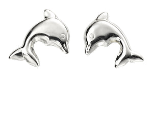 925 Sterling Silver Dolphin Stud Earrings FredBen Jewellery