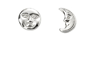  925 Sterling Silver Moon Face Stud Earrings FredBen Jewellery