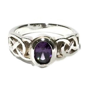 925 Sterling Silver Amethyst Oval Celtic Ring FredBen Jewellery