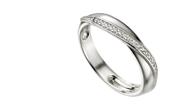 STERLING SILVER 925. TWISTED WRAP RING WITH CZ STONES INLAY