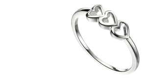 STERLING SILVER 925 Triple Heart Ring. Anti Tarnish Finish