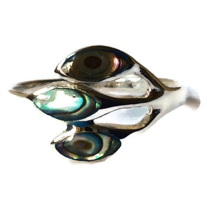 925 Sterling Silver Abalone 3 Leaf Ring FredBen Jewellery