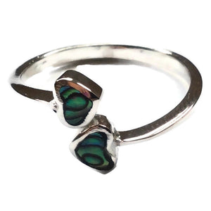 925 Sterling Silver Abalone Two Leaf Ring FredBen Jewellery