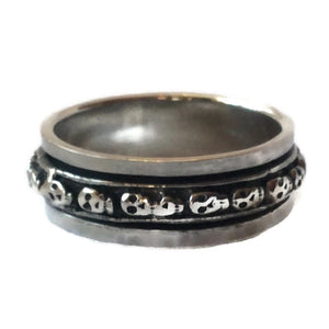 925 Sterling Silver Skull Spinner Ring FredBen Jewellery