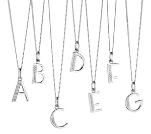 925 Sterling Silver Crystal Cubic Zirconia Initial Letter Pendant Necklaces A-Z FredBen Jewellery