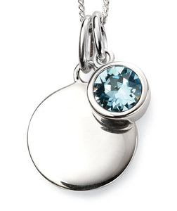 925 Sterling Silver March Birthstone Swarovski Crystal Necklace  FredBen Jewellery